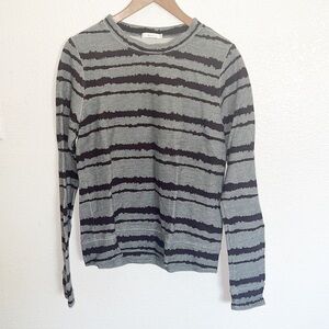 A.L.C Cotton Blend Patterned Long Sleeve Gray Top